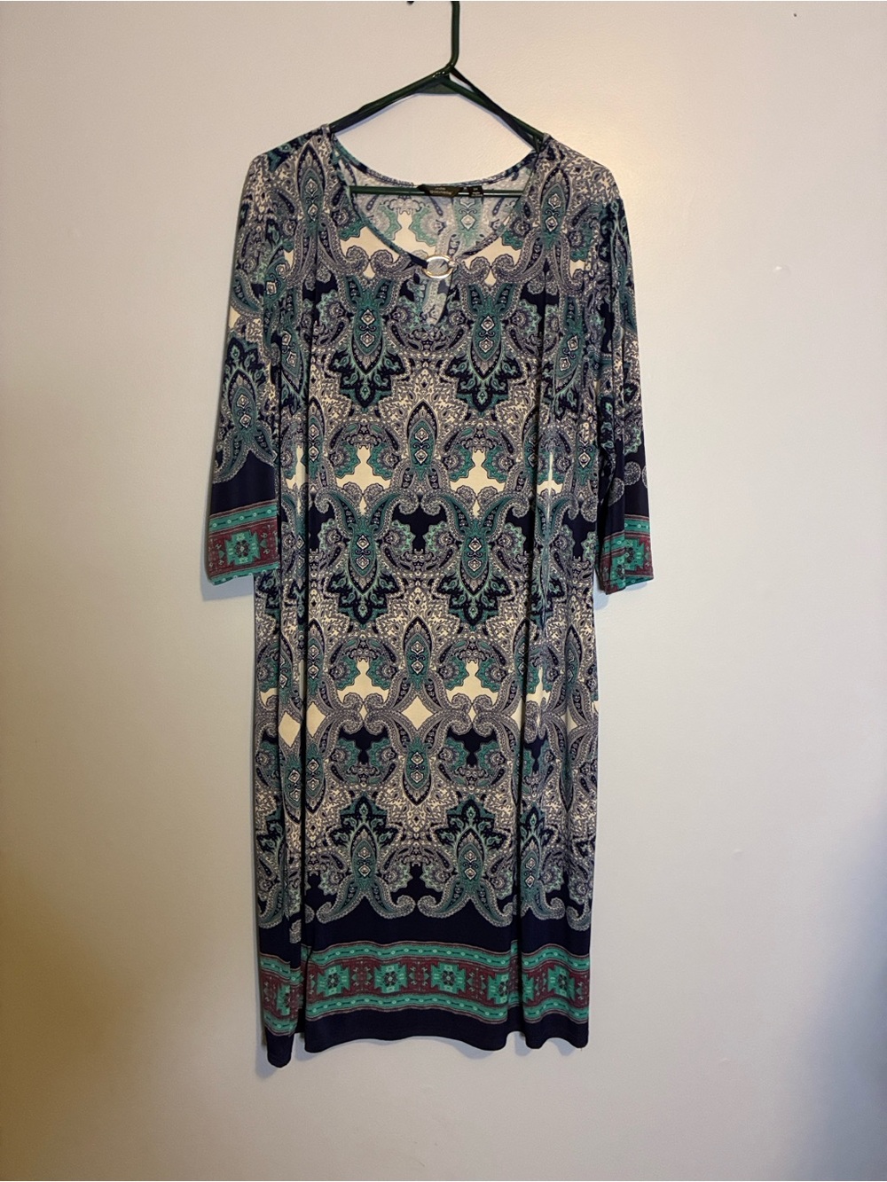 Mlle Gabrielle Teal, Black & Cream Paisley Midi Dress